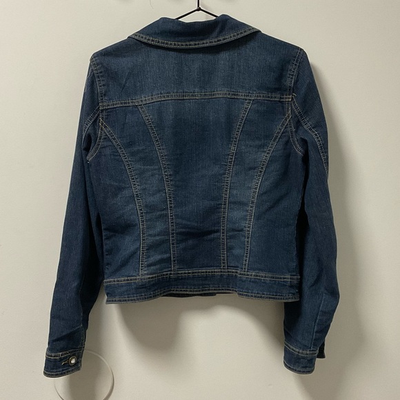 Blingy Baccini Rhinestone Slight Stretch Button Down Blue Jean Jacket! - Picture 8 of 10